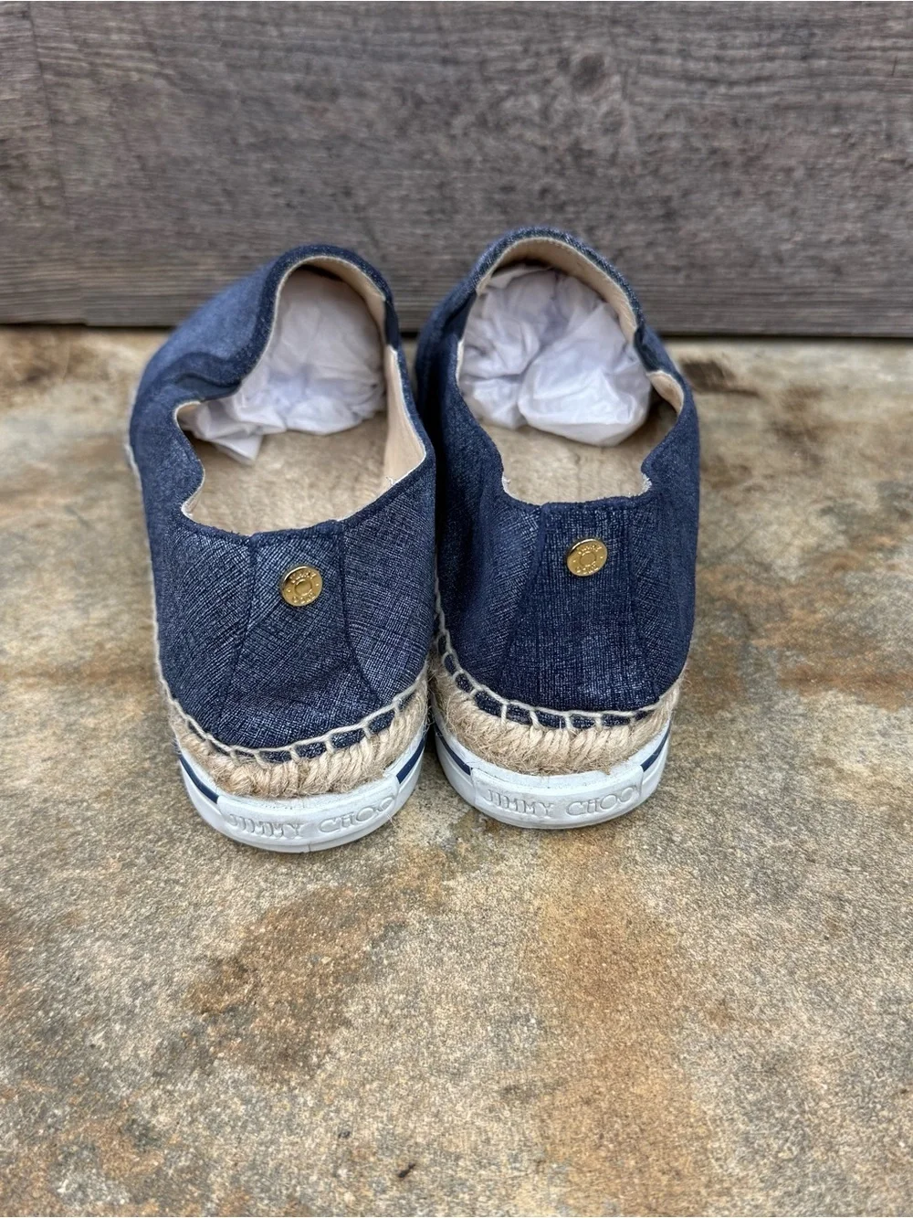 Jimmy Choo Blue Dawn Textured Slip-On Espadrilles